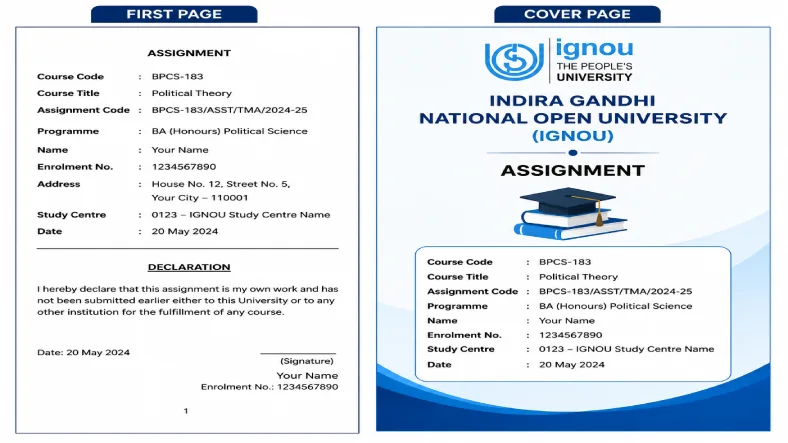 First Page & Cover Page of IGNOU Assignment